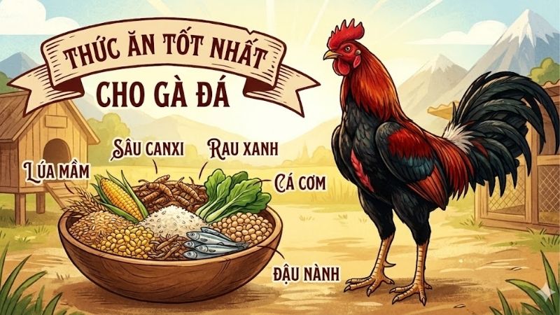 Thức ăn tốt nhất cho gà đá – Chế độ dinh dưỡng giúp chiến kê mạnh mẽ 2 thuc-an-tot-nhat-cho-ga-da